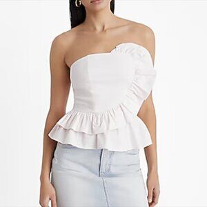 Express Strapless Front Ruffle Peplum Tube Top - XS